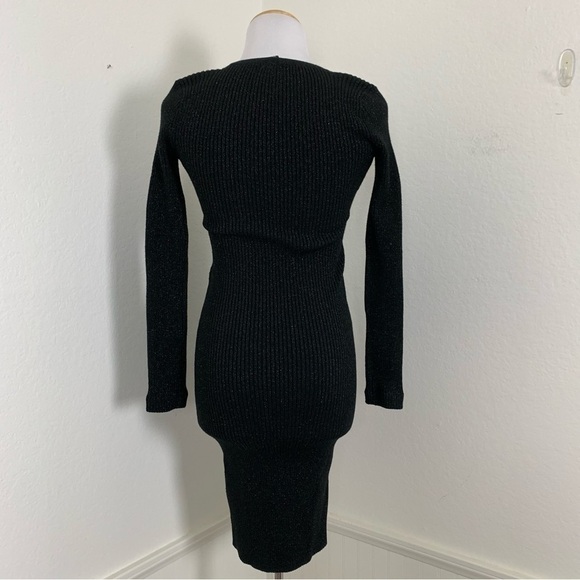 Guess Metallic Ribbed Knit Lace Up Corset Bodycon Dress Retro Y2K - Picture 6 of 12